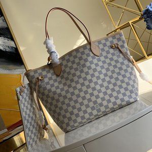 💕✨AUTHENTIC✨💕 LouisVuitton Neverfull MM Damier Azur Beige bag N41361